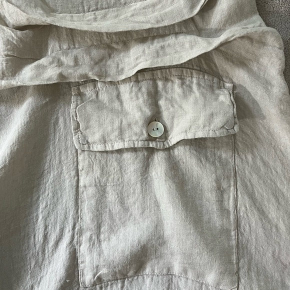 Stella Milani 100% Linen Asymmetric Lagenlook Artsy Boho Dress Tunic Ruffle M - Picture 12 of 15